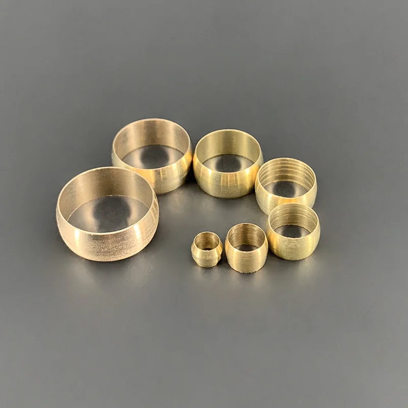 Brass Double Taper Ferrule 10Pcs  4 6 8 10 12 14mm OD Compression Sleeve Seal Ring Fittings Tube Centralized Lubrication System