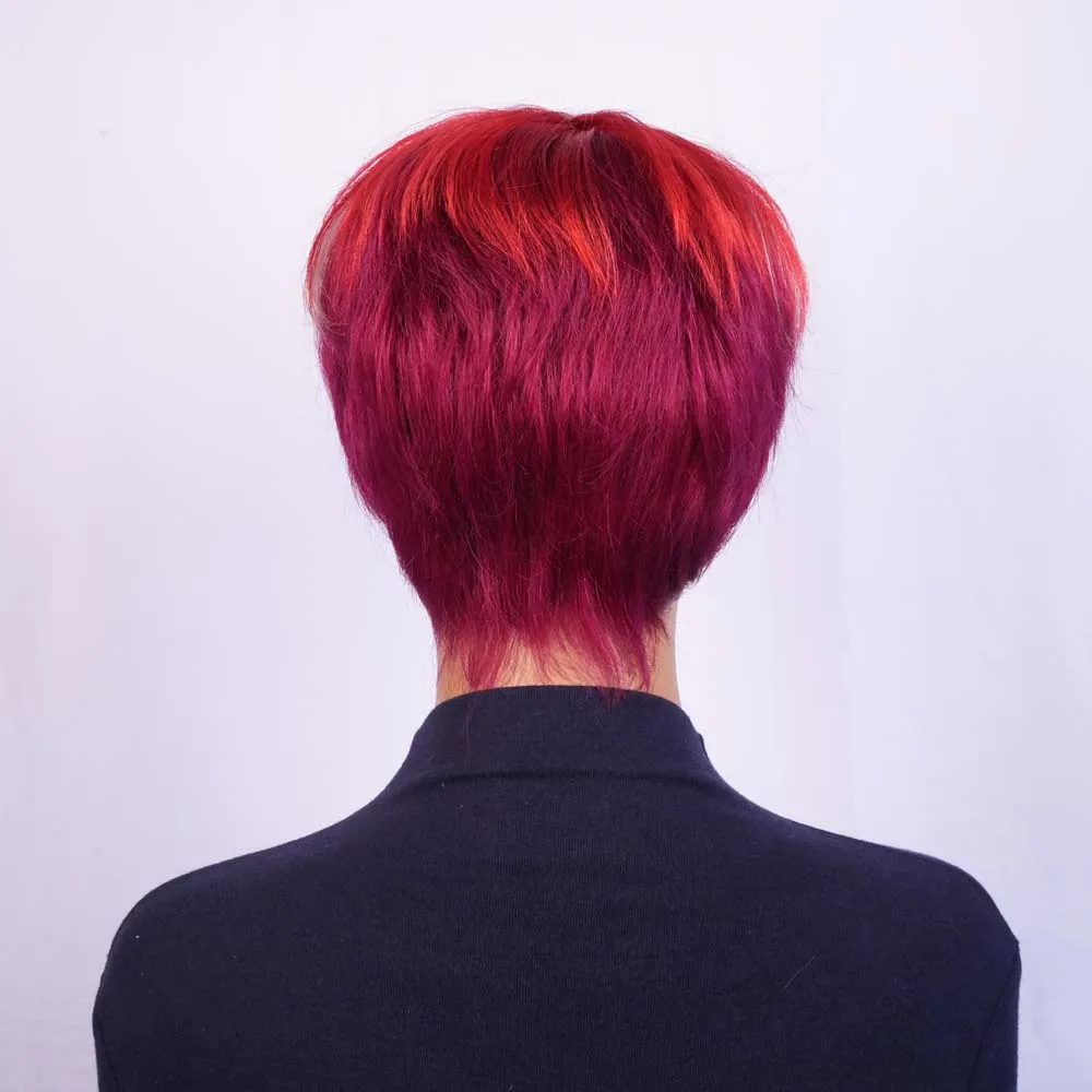 Wig Pixie Cut untuk Wanita Kulit Hitam, Wig Potongan Rambut Pixie Pendek Berlapis dengan Poni, Rambut Manusia Remy Brasil untuk Wanita, Buatan Mesin Penuh