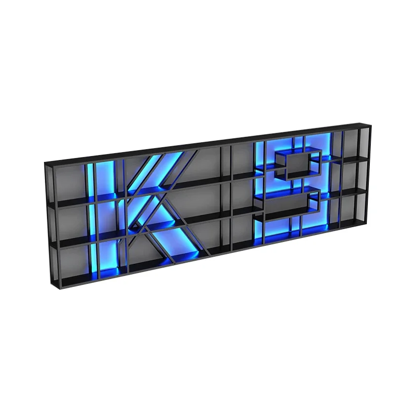 

Wrought iron bar bar counter, wall-mounted wine rack cabinet display stand, number and letter luminous