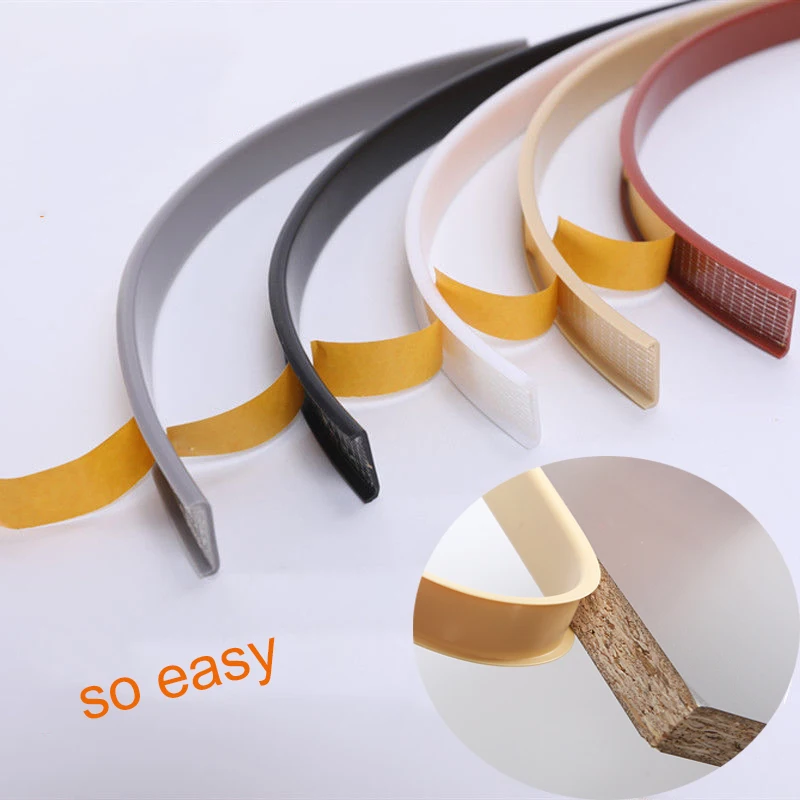 U Edge Banding Veneer Edging Furniture Soft PVC Edgeband 9MM -25MM Home Improvement White Beige Gray Black Brown
