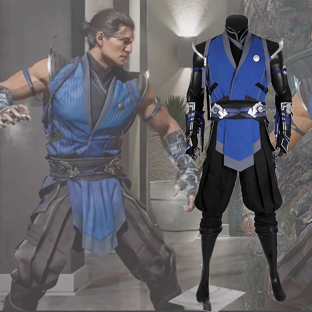 Mortal Kombat 1 Sub Zero Cosplay Costume Outfits MK 1 Sub-Zero Blue Battle Suit With Mask Full Set For Men Fancy Battle Uniform