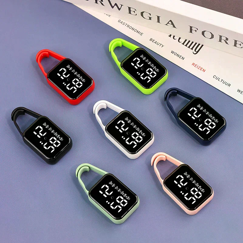LED Digital Electronic Watch Keychain Luminous Function Children Gifts Multifunctional Hanging Watch Pocket Watches