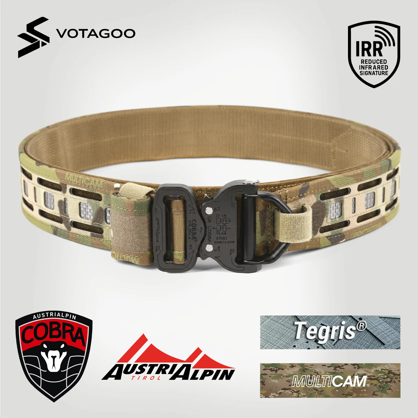 VOTAGOO Double Layer Tactical Belt Round Spot Viper Austrian Cobra Buckle Molle Waist Cover 12 Layer T-Plate
