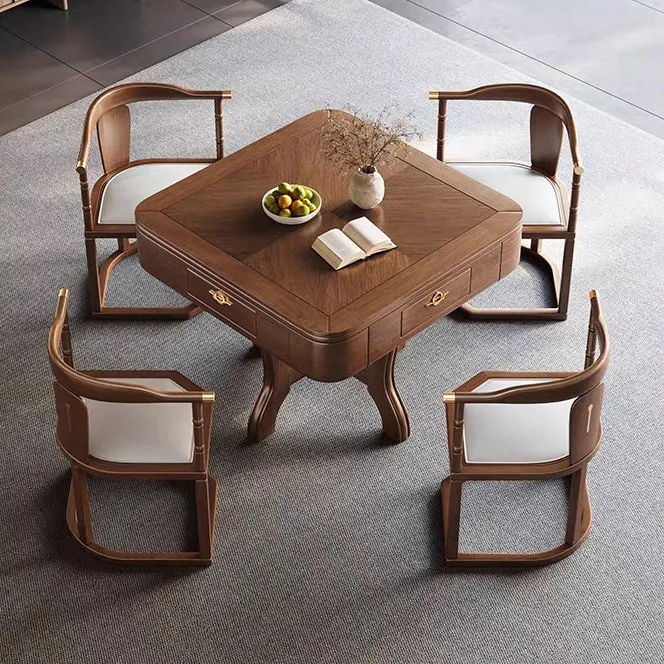 Can store solid wood tea table mahjong machine mahjong table dining table dual-purpose fully automatic integrated household new