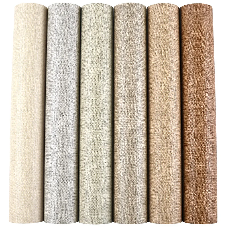 

Modern Simple Plain Imitation Linen Straw Wallpaper Striped Japanese Retro Living Room Bedroom Engineering Wallpaper