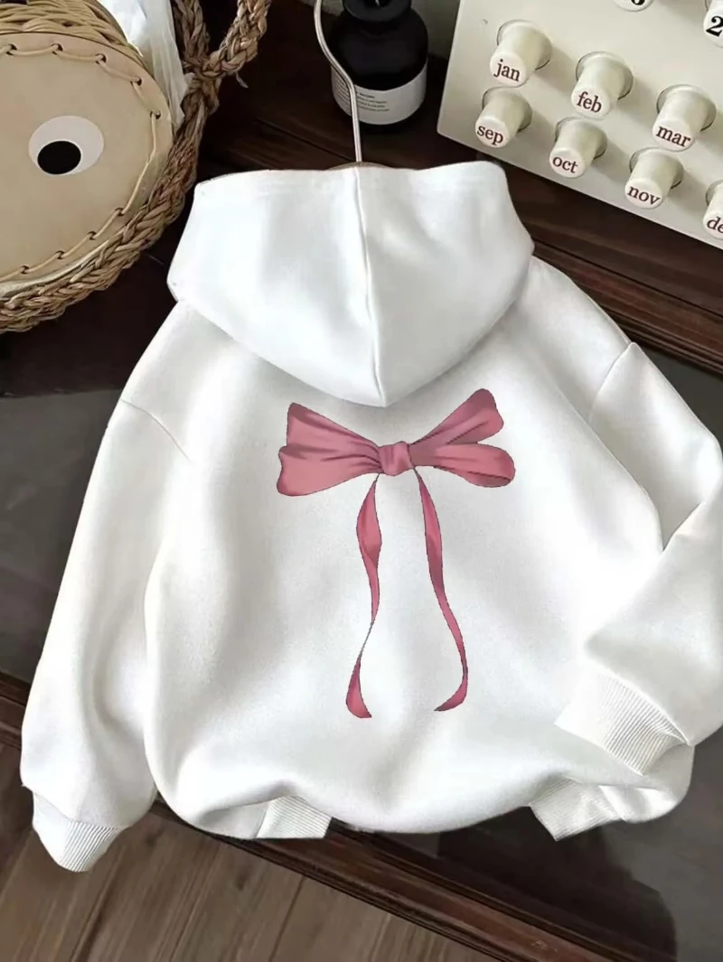 

Женская розовая толстовка с бантом и принтом, повседневная, мягкая, удобная, дышащая, свободного кроя, для улицы