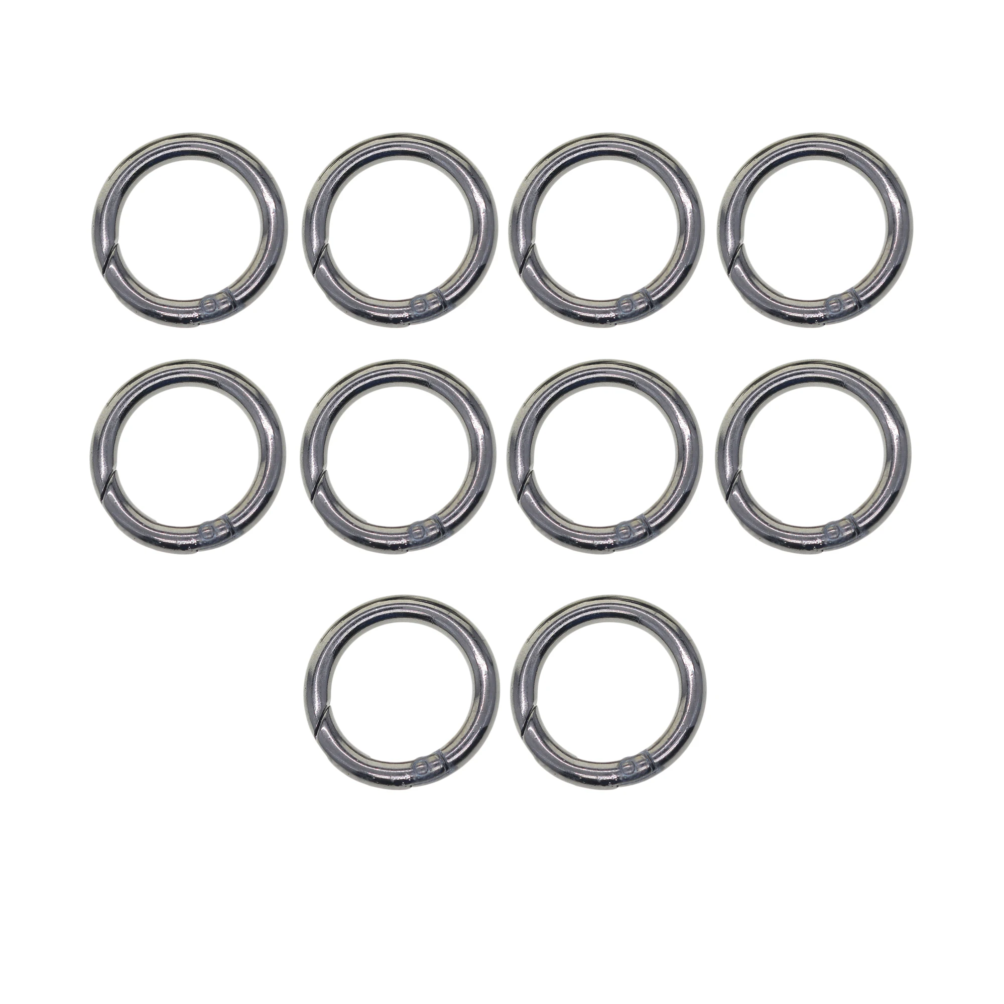 10 pcs 1 inch small Jet Black Alloy Snap Spring Round circle O Buckle carabiner Hook Clip DIY Keyring Keychains bag purse