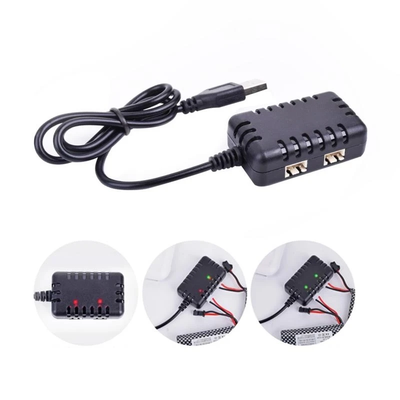090F Caricatore USB per 7.4V 2 IN1 1000MAH XH-3P Plug per RC per batteria per auto