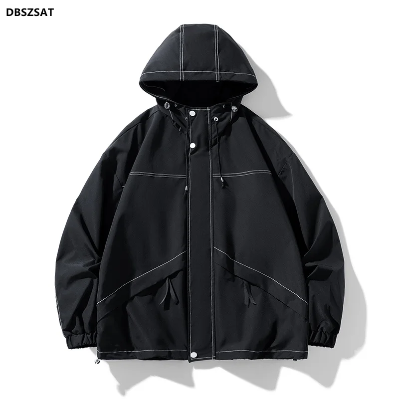 

Men's casual loose Jacket Couple Spring Autumn Outdoor women jackets Windbreaker Zipper Jacket Windproof Waterproof Hooded coat