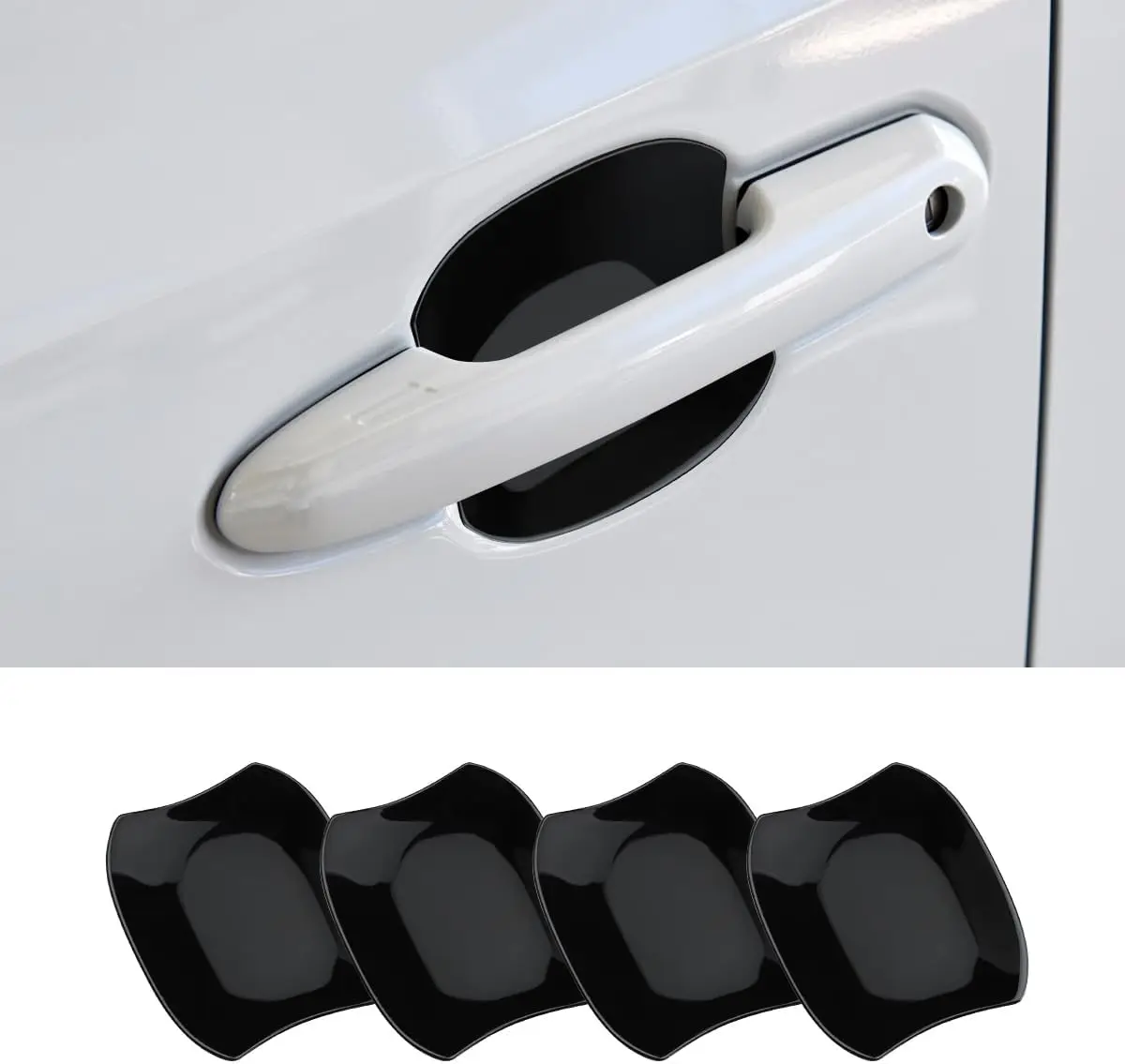 

Glossy Black Exterior Door Handle Bowl Cover Scratch Protector Compatible with Toyota RAV4 2019-2025 Car Exterior Accessories
