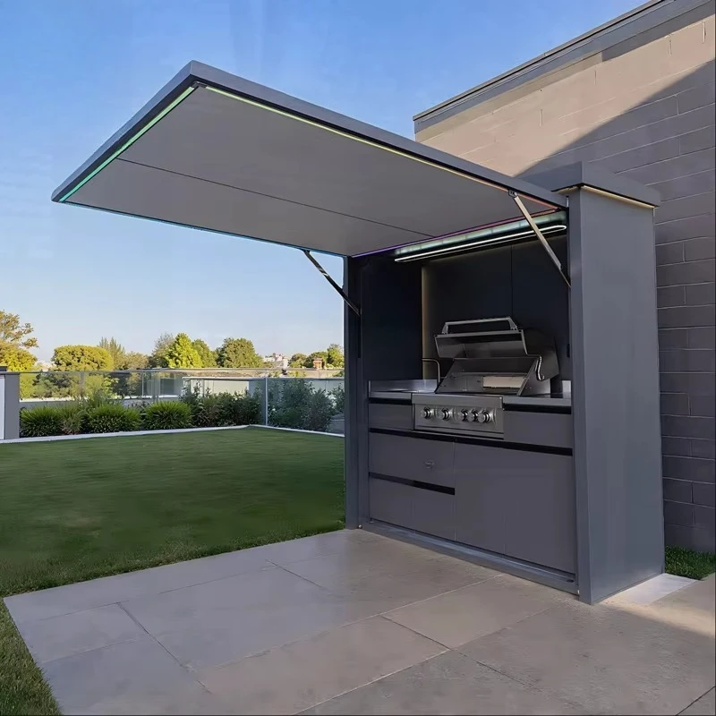 304 Stainless Steel Outdoor BBQ Kitchen Cabinet with Door, Garden Terrace Outdoor Kitchen for Backyard Picnics & Camping Trips