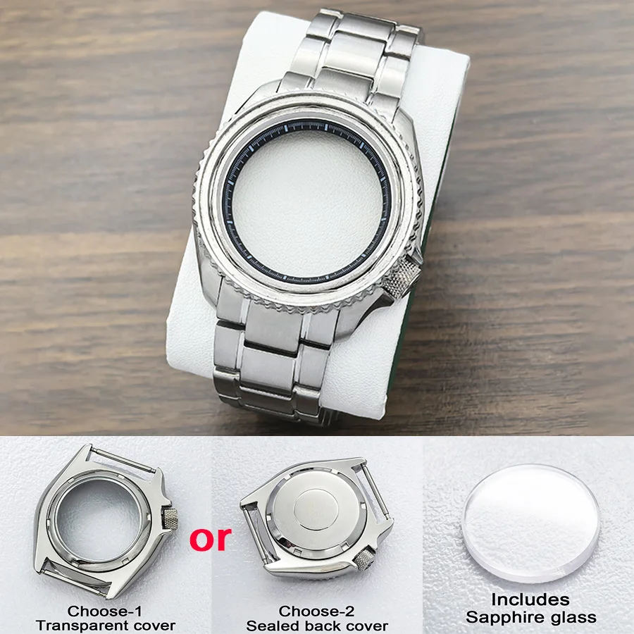 42mm NH35 SKX007 SKX009 Men's Watch Case Flat Sapphire Glass Fits NH35 NH36 4R 7S26 Movement 28.5MM Dial With Steel Watch Strap