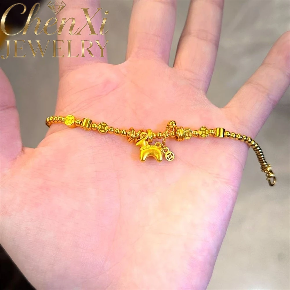 

High-End Sand Gold Chain Bracelet Best Selling Popular Luxury Quality Jewelry Festival Gift Fashion Exquisite Charms Elegant