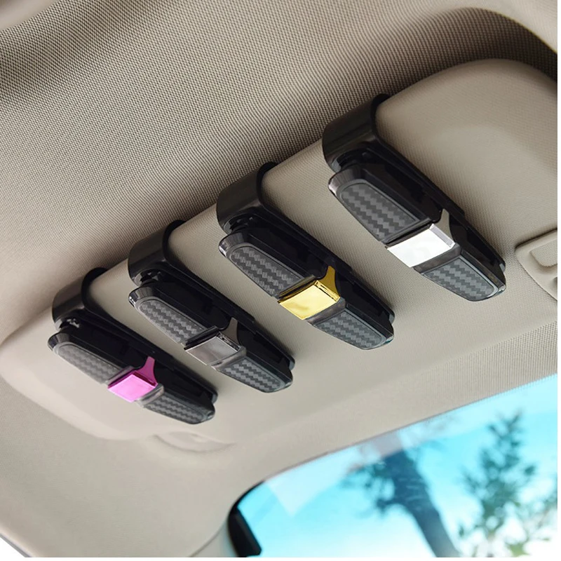 

Car Sunglasses Frame Carbon Fiber Bills Glasses Clip Multi Function In Car Creative Eye Box Card Double Headed Clip On Board