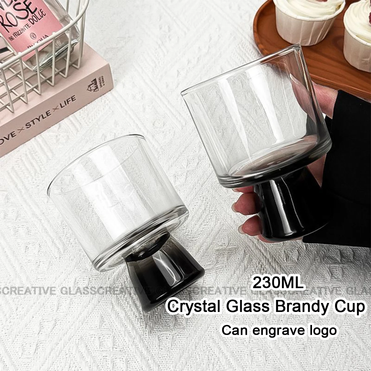 

(Can Engrave Logo) 230ML Crystal Colored Frosted Wine Glass, Beer Cup, Cocktail Glass, Red Wine Cup, Whiskey Glass, Tasting Cup