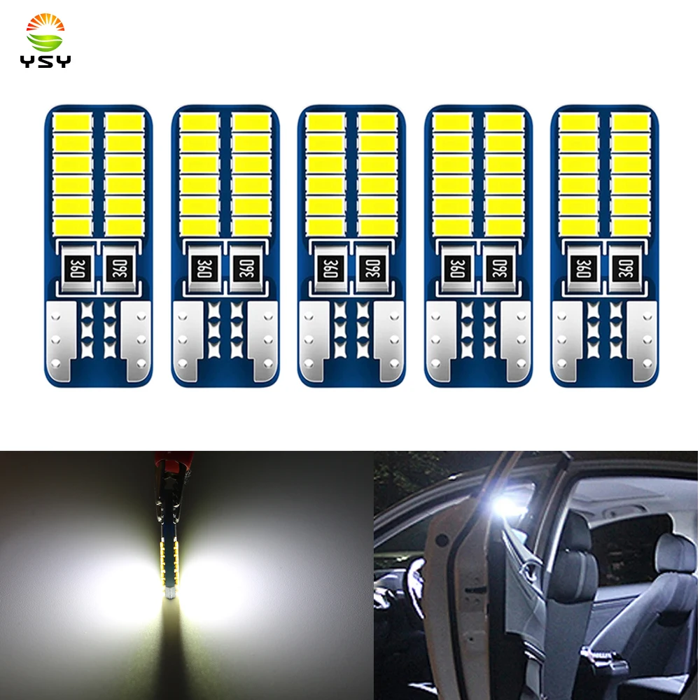 

50Pcs W5W LED T10 Led Bulb 168 194 24SMD 4014 Car Signal Lights Clearance License Plate bulb White 12V