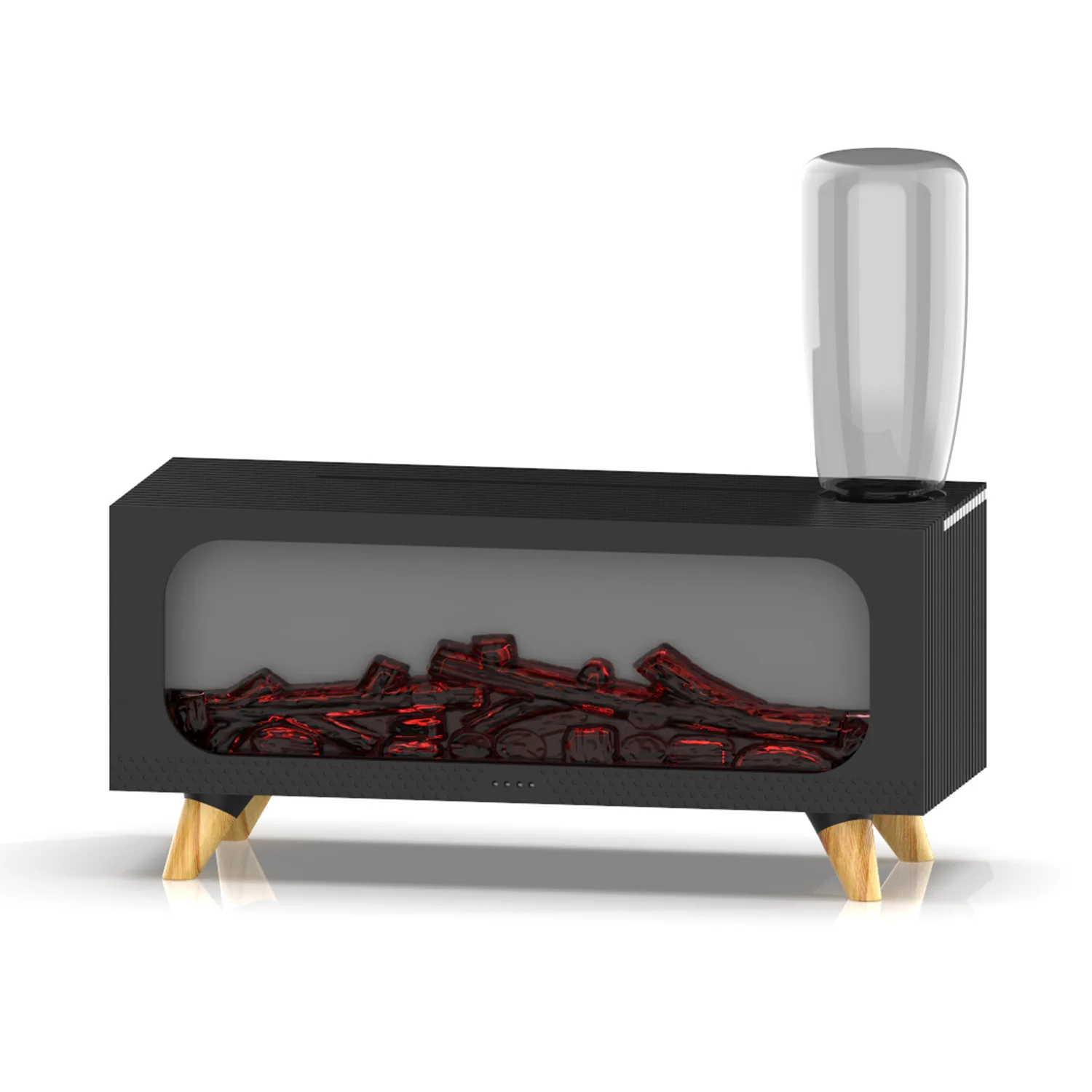 Simulated Flame Fireplace Stack Humidifier, can add a water bottle, flame home long portable ambient night light aroma diffuser