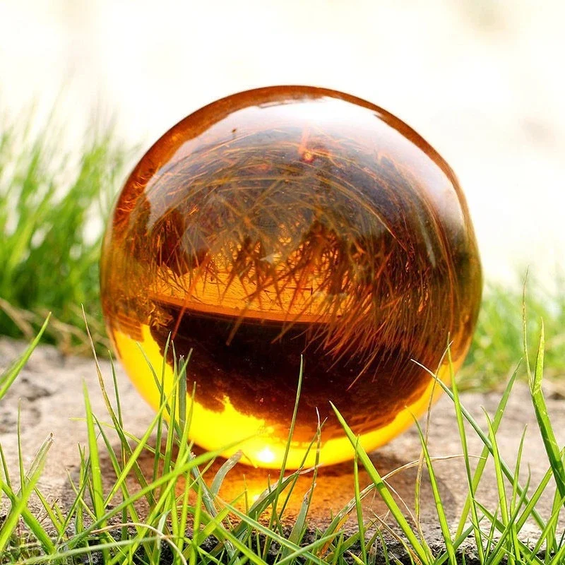 Amber Asian Rare Natural Quartz Magic Crystal Healing Ball Sphere 50mm + Stand