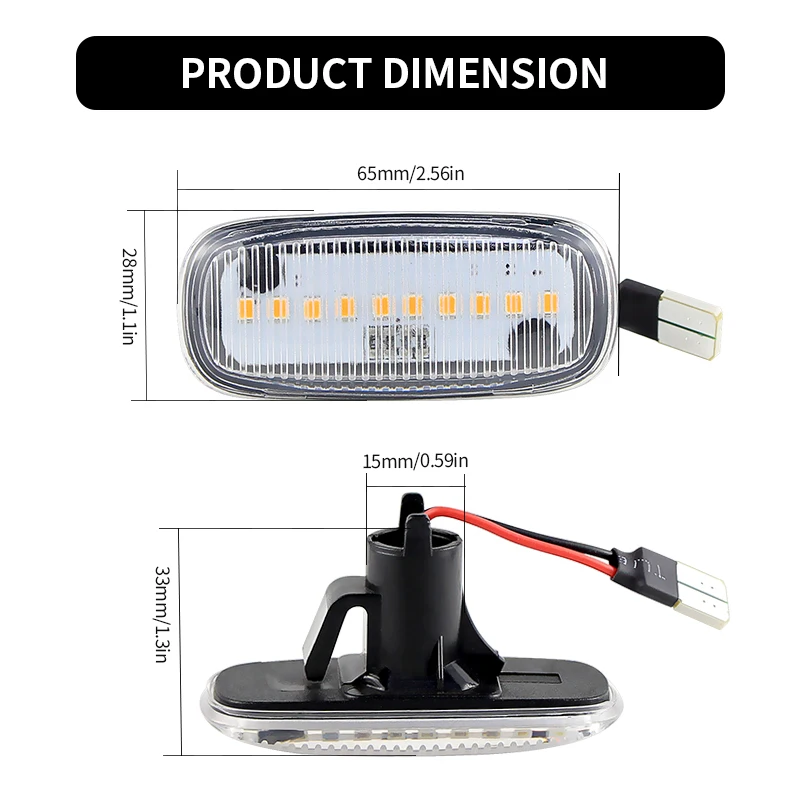 2PCS 12V Canbus For Audi A2 A3 8L A4 B5 A6 4B C5 A8 4D TT 8N LED Dynamic Side Marker Turn Signal Light Sequential Blinker Light view 3