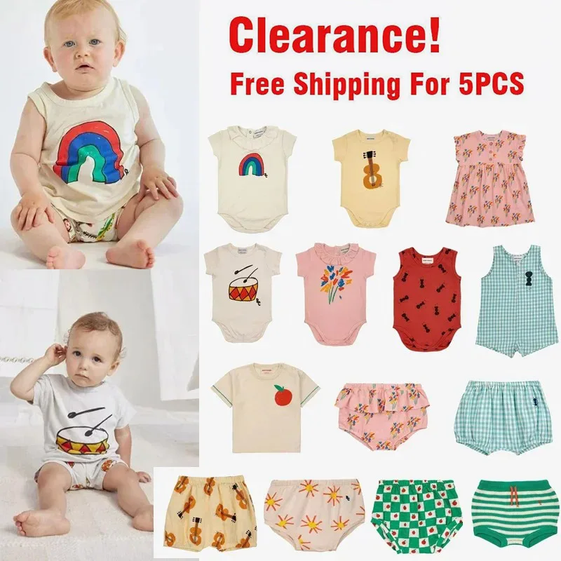 Clearance Baby Boys Bodysuits Rompers and Shorts Clothing Sets Infant Girls Toddler Fashion Print Short Sleeve Jumpsuits Outwear