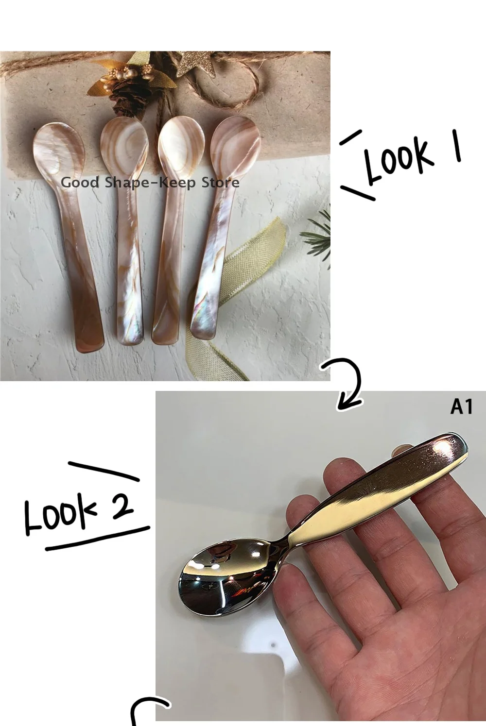 

7/9cm Natural Shell Handmade Versatile Ice Cream Spoon For Home Use Spoon Kitchen Tool Deepened Thickened Stainless Steel Spoon