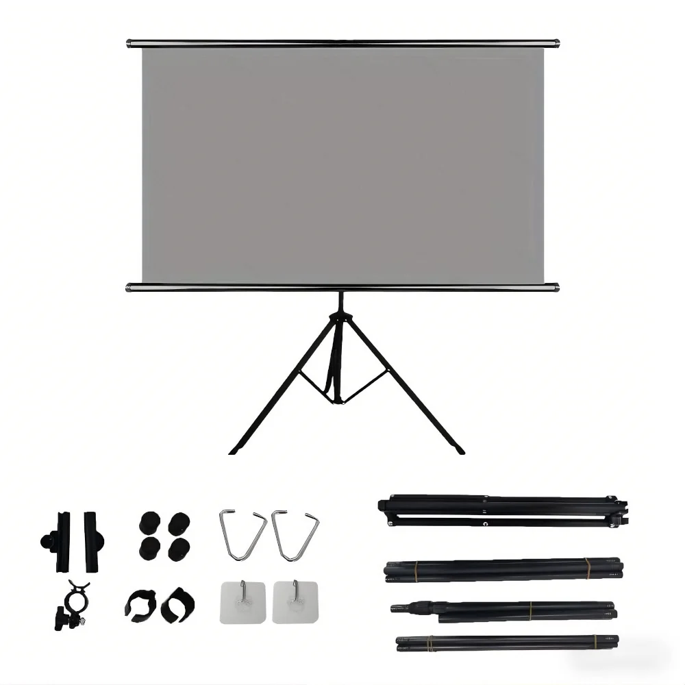 XIAOHUI Projector Screen With Stand Metal Grey Anti-Light 60-92 inch For Home Theater Outdoor Bracket Projection Screen view 2