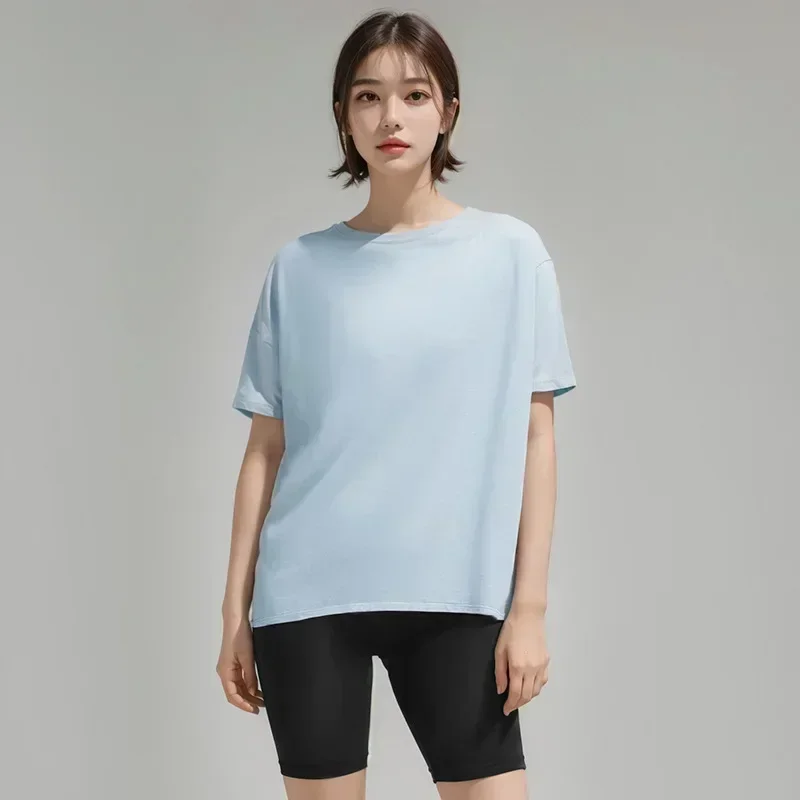 

Ultra light and thin yoga suit, spring/summer women's loose and breathable top, gym exercise casual short sleeved T-shirt