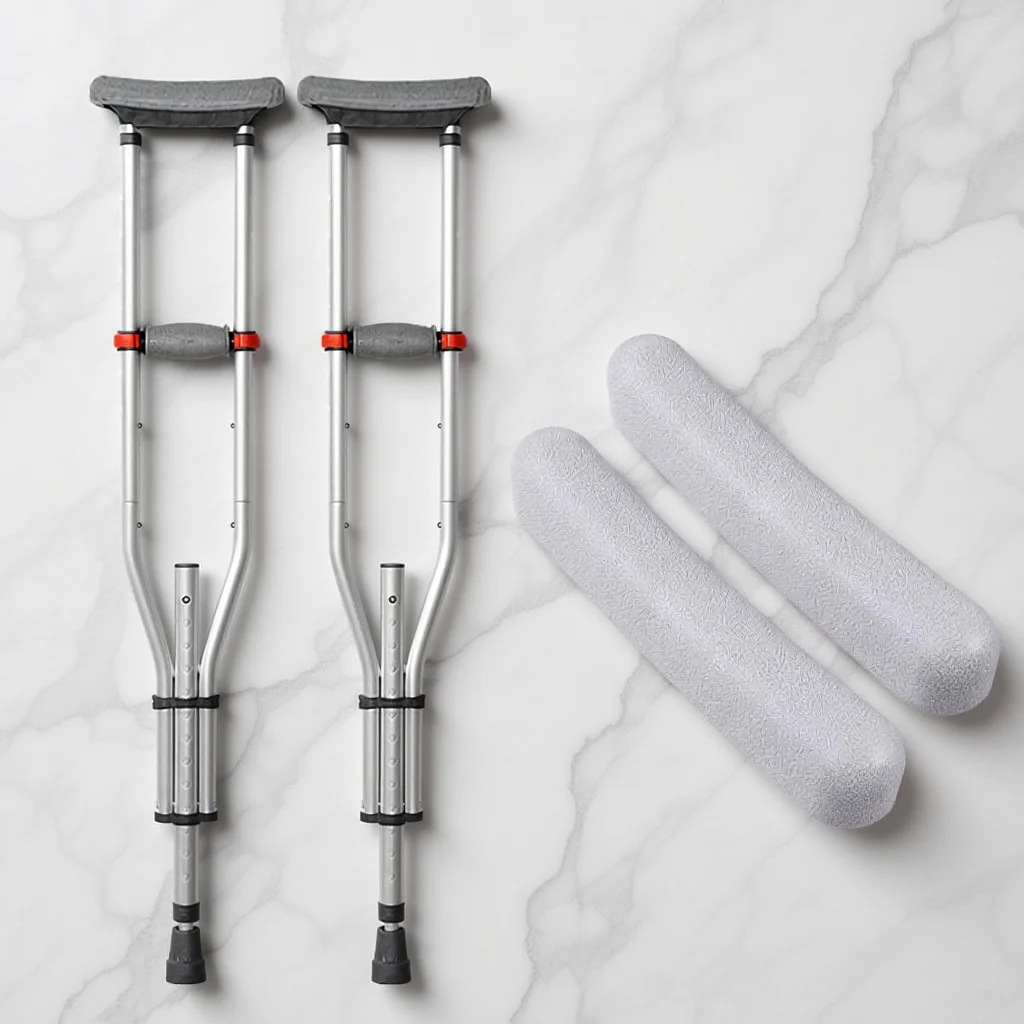 

2Pcs Underarm Crutch Pads Extra Thick Cushioned Grey Comfortable Replacement for Cane Arm Crutches Padding Support Accessories