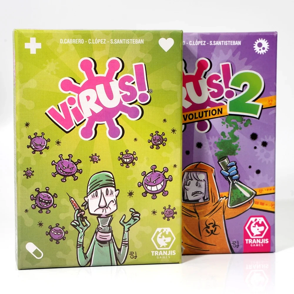 En versión española en inglés juego de cartas Virus The Contagiously Virus 2 cartas versión correcta juego de fiesta para juegos familiares