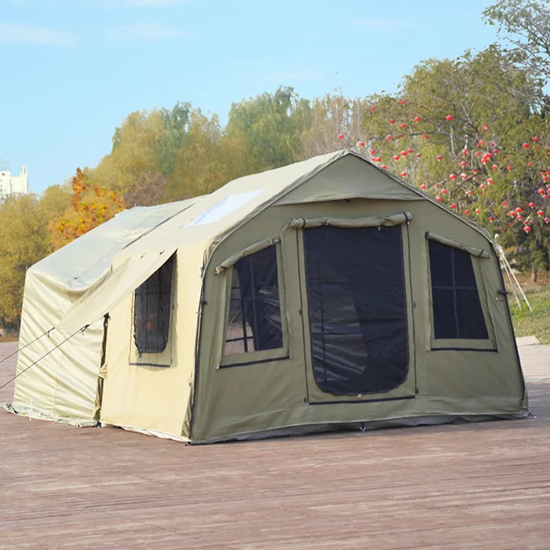 Inflatable Tent With Pole Support Extended Vestibule Four Season Universal Outdoor Camping Self Driving Tour Tent