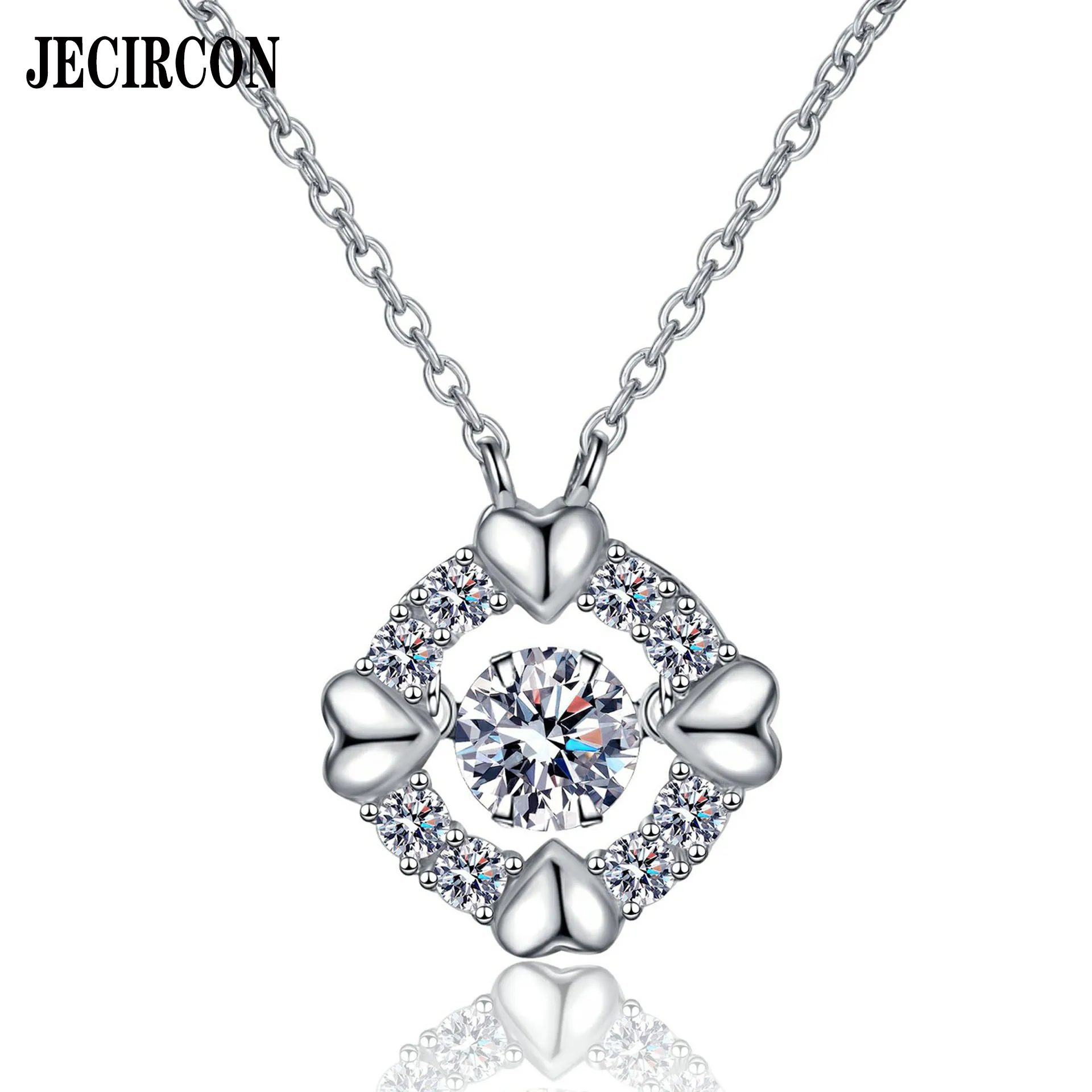 

JECIRCON Round 0.5 Carat Moissanite Necklace for Women S925 Sterling Silver Love Edge Smart Pendant Fresh Sweet Simple and Cute