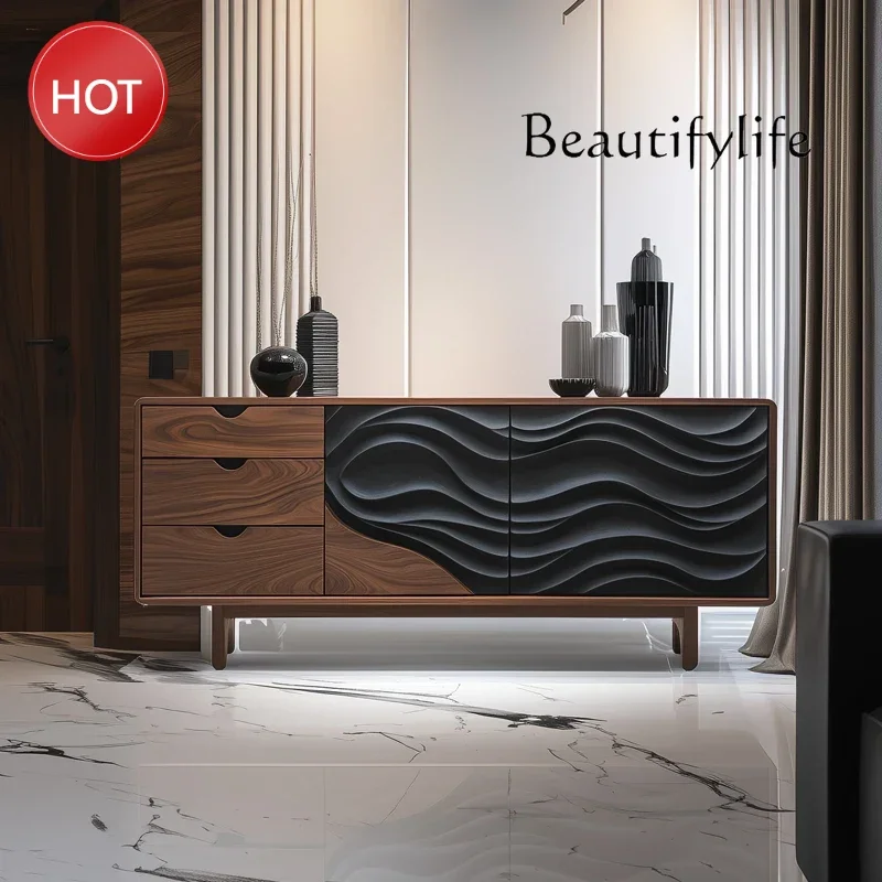 

V Средневековый обеденный боковой шкаф из массива дерева, художественный резной шкафчик из орехового дерева, высококачественный шкаф для хранения, дизайнерский декоративный шкаф