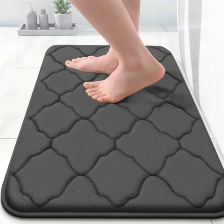 

Memory Foam Bath Mat Rug 24x16, Ultra Soft and Absorbent Bathroom Rugs, Non-Slip, Comfortable, Machine Washable Bath Carpet for