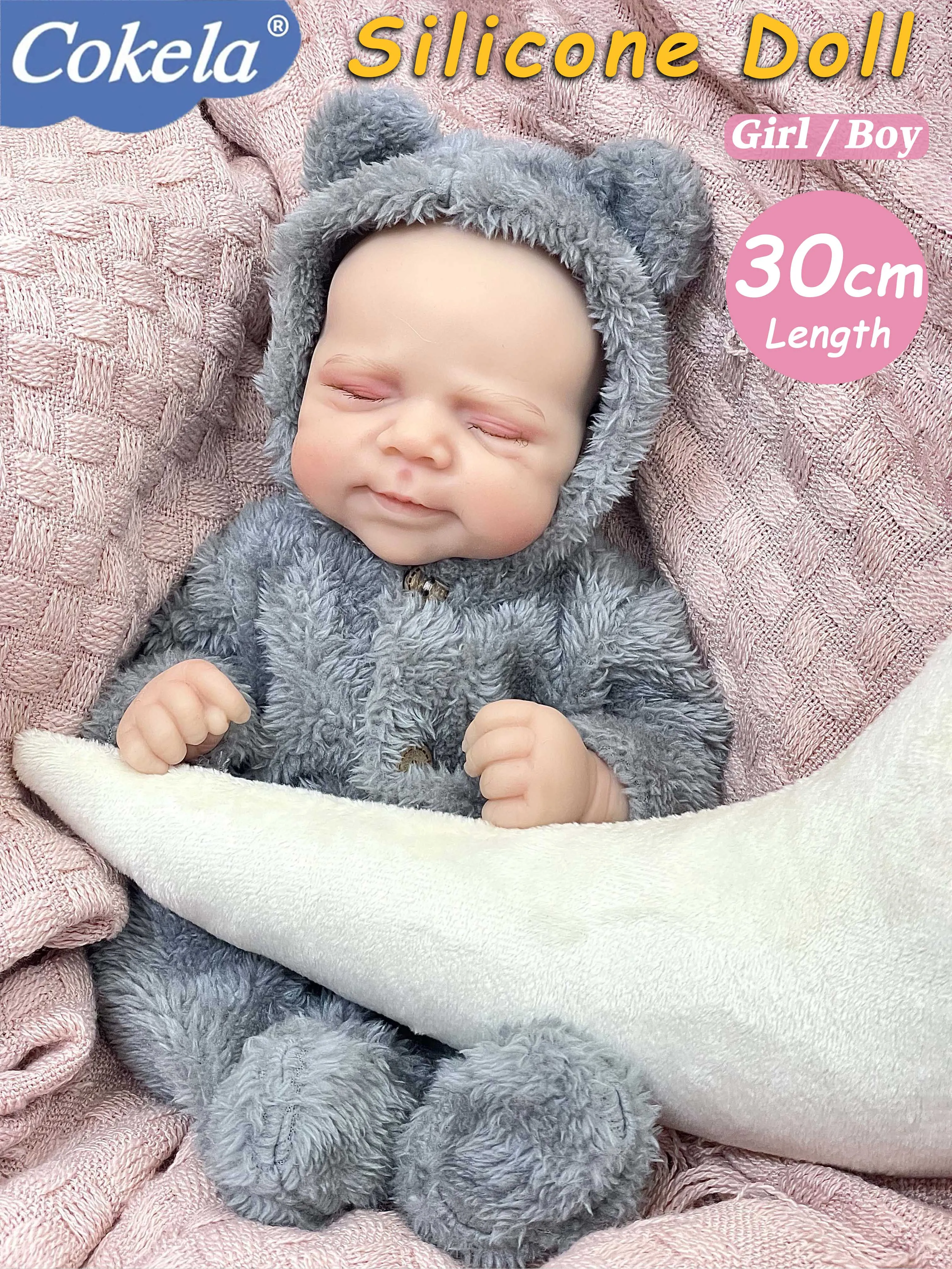 Cokela 30cm 100% full Silicone Reborn Baby Doll Realistic Real Soft Touch Newborn Doll Bathable Baby Doll Kid Birthday Gifts