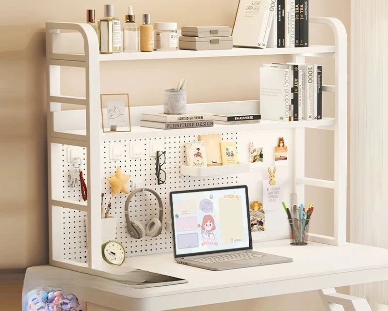 

Desktop Shelf Office Desk Multi layer Bookshelf Wrought Iron Student Computer
