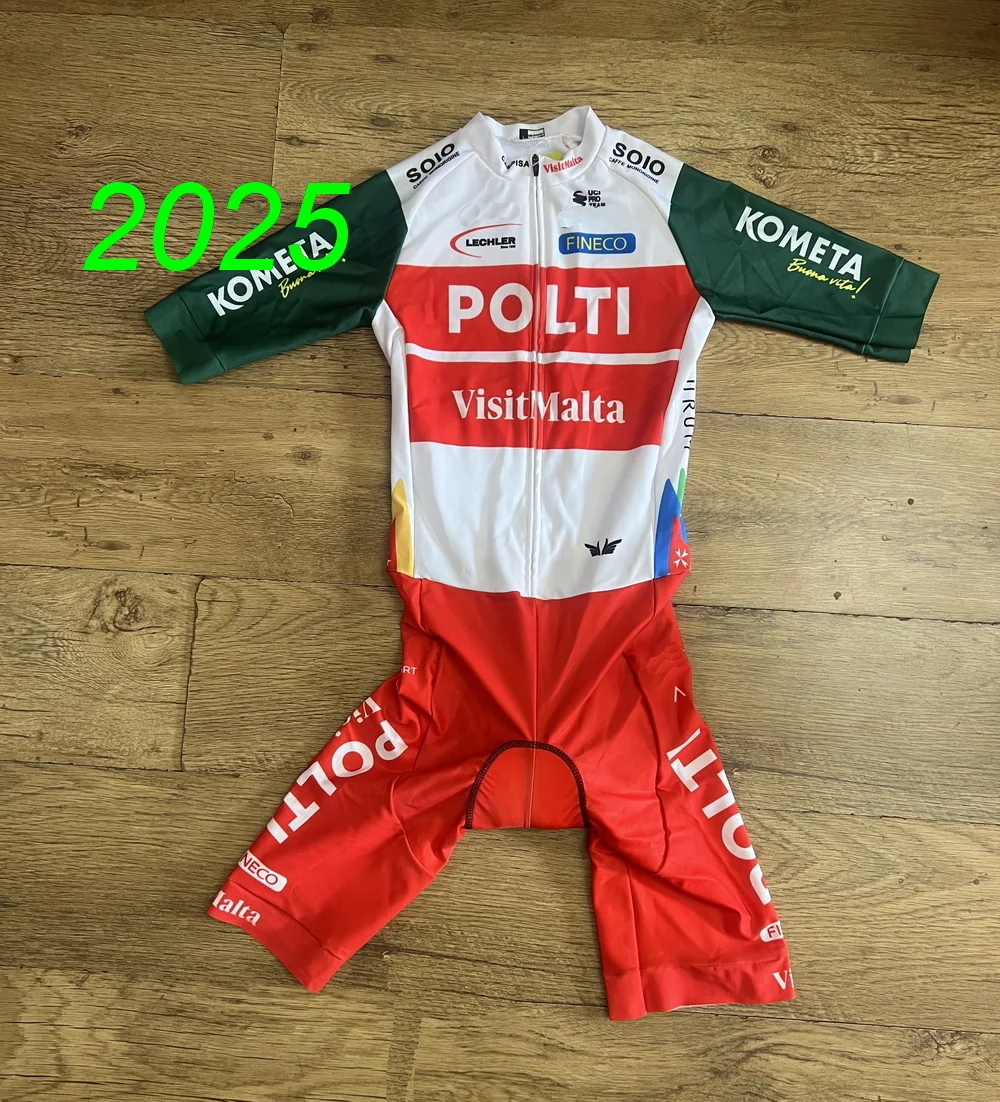 

Комбинезон LASER CUT 2025 Polti VisitMalta TEAM Боди КОРОТКИЙ велосипедный трикотаж Одежда для велосипеда