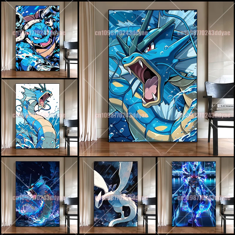 Anime Pokemon Canvas Painting Pikachu Eevee Squirtle Posters and Prints Graffiti Wind Wall Art Pictures Home Decor Kids Gifts view 2
