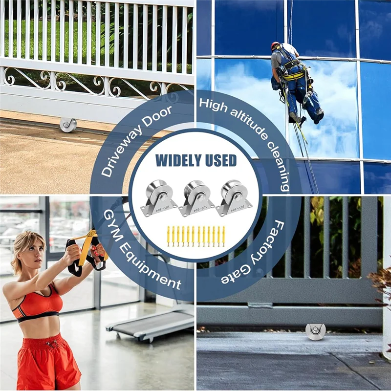 Puleggia con scanalatura VEHO-U, blocchi in acciaio inossidabile Confezione da 2 pulegge con scanalatura a rotazione super silenziosa, per la movimentazione di attrezzature da palestra fai da te