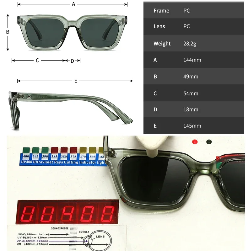 JNPCXI أزياء مربع النظارات الشمسية النساء ظلال UV400 ريترو الشاي الأزرق الرجال تتجه نظارات الشمس