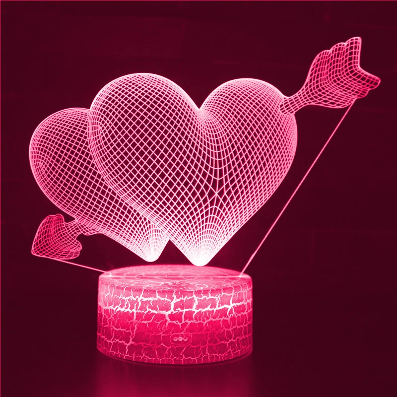 Nighdn Heart 3D LED Decorative Lamp Colorful Night Light Optical Illusion Lamp for Bedside Table Gift for Birthday Christmas