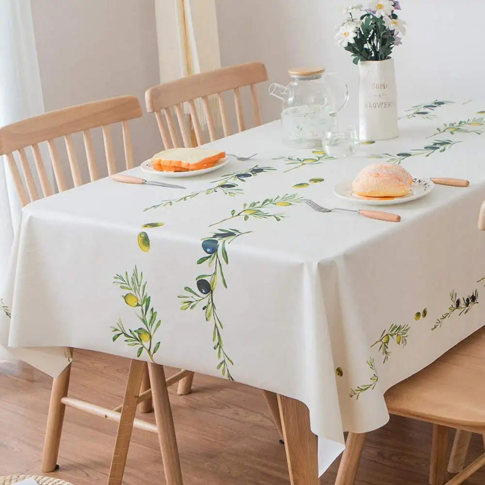 Table Cloth Wipeable PVC Tablecloth Waterproof Wipe Clean Plastic Vinyl Table Cover Protector Rectangular for Outdoor Picnic