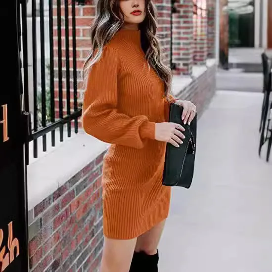 

Women's High Collar Knitted Sweater Tight Dr Straight Hair Home Comfortable Soft Cotton Spring Faion 2024