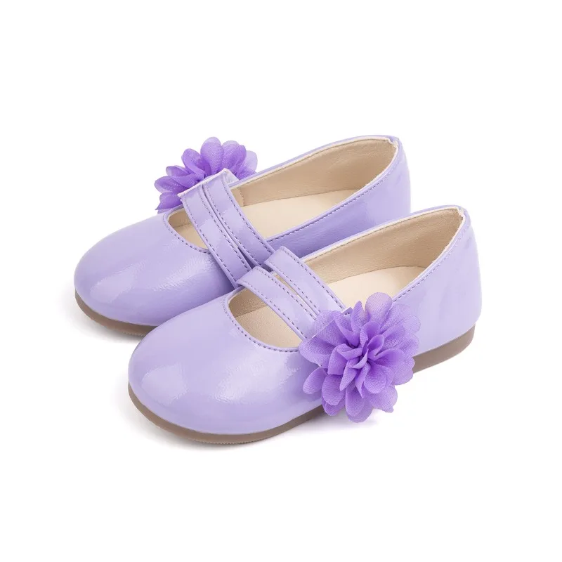

Новые кожаные туфли принцессы для девочек, весенне-осенние детские повседневные балетные модельные туфли, элегантные детские туфли на плоской подошве с цветочным узором, свадебная вечеринка