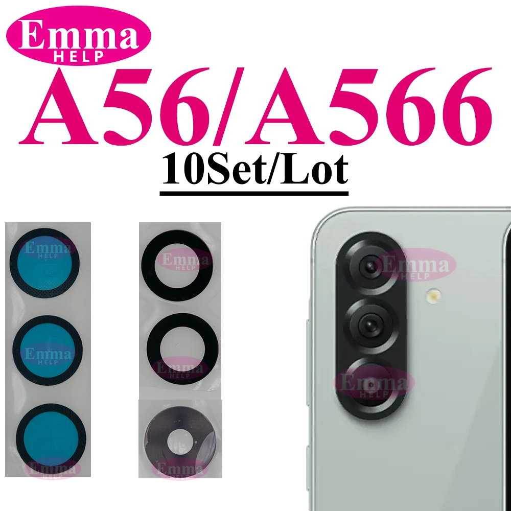 10 Stuks Terug Camera Glazen Lens Vervanging voor Samsung A56 A55 A54 A36 A35 A34 A26 A25 A24 A16 A15 A06 A05s A05 A14 met Lijm