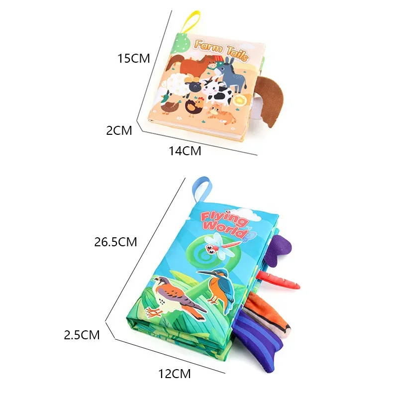 Baby Early Learning Toy Animal Tail Cloth Book Puzzle Develop Cognize Reading Parent-child Interactive Sound Paper Activity Toys