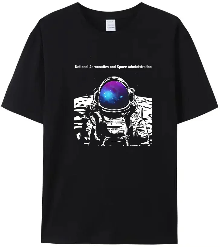 Men's Cotton T-Shirt Space Graphic Women's Popular Casual National Aeronautics and Space Administration Astronaut Tops Apparel