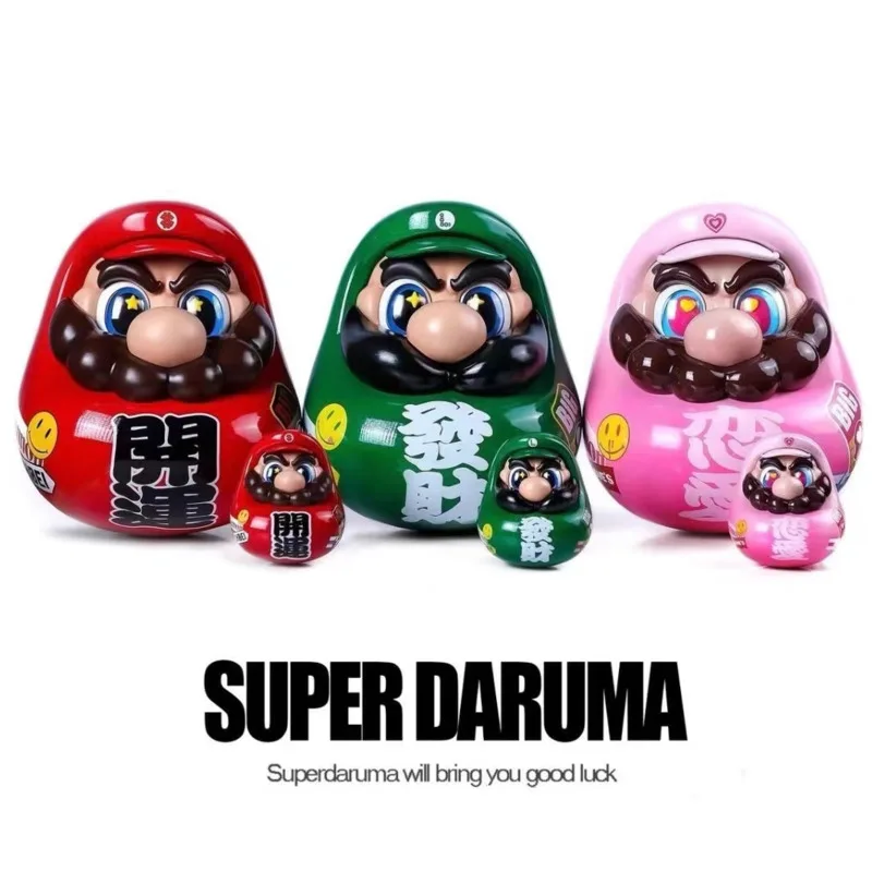 Anime Super Mario Cos Super Dharma Figurka Model 9cm Statuetka Figurki Fortune Love Luck Ozdoba na biurko Ozdoby samochodowe Zabawki Prezenty