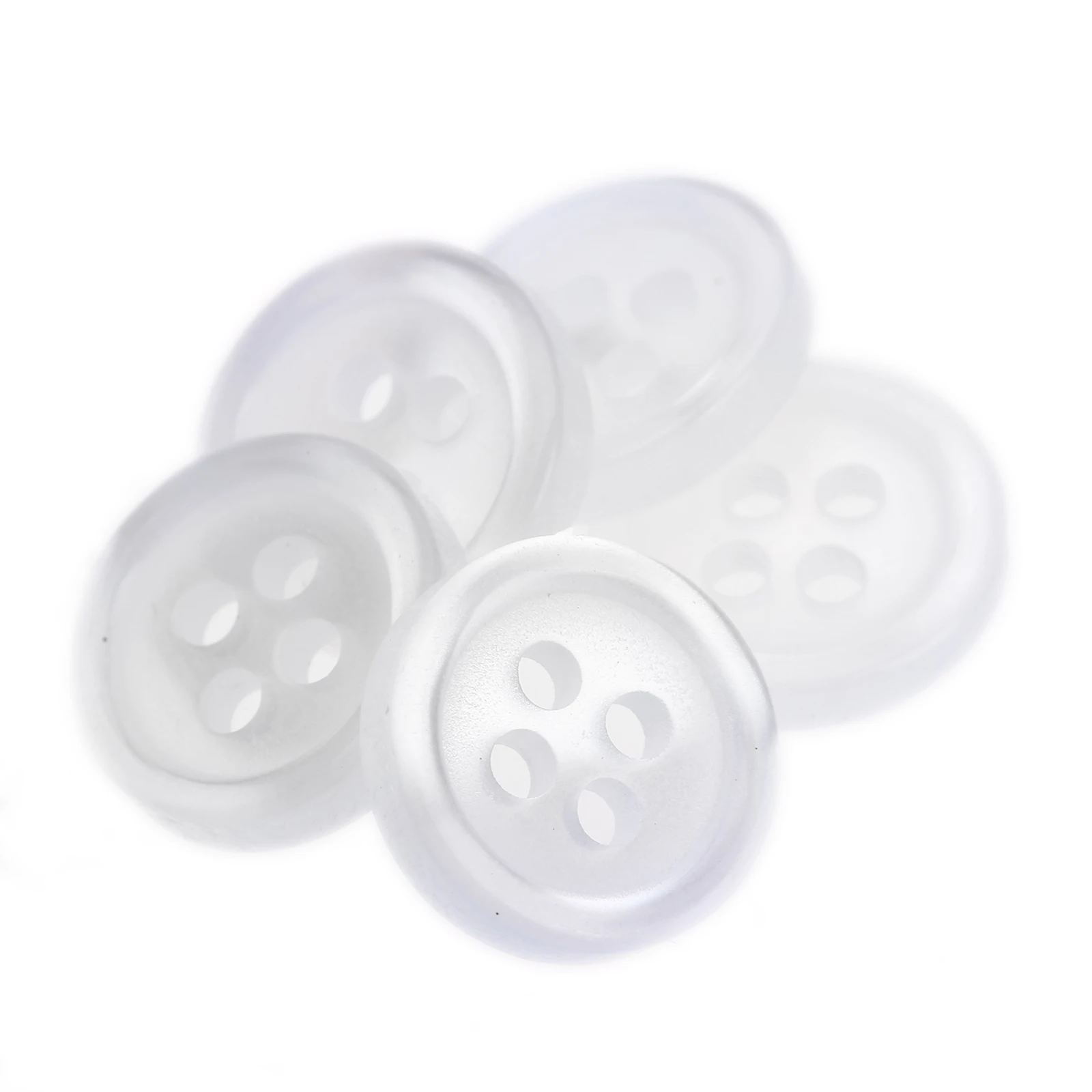 100pcs Round 4 Holes Plastic Clear White Sewing Buttons for Clothing Shirt Jeans Clothes Home Crafts DIY Decoration 10mm/11.5mm