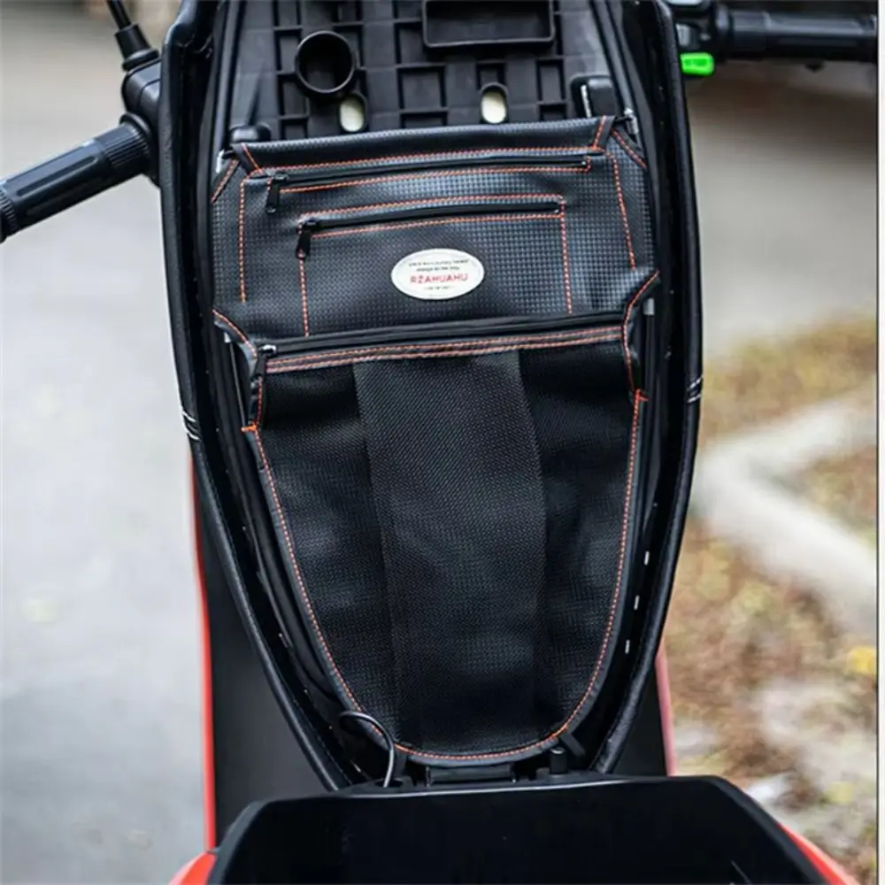 PU Leather Material Motorcycle Scooter Seat Storage Bag Zipper Closure Dual Pockets Dual Pockets Storage Bag