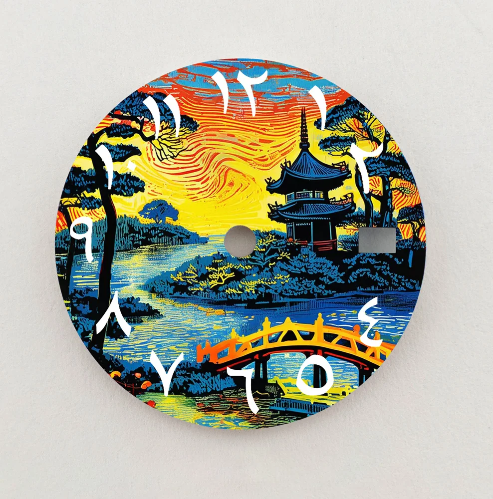 Циферблат NH35, циферблат с древней башней, 28,5 мм, циферблат с арабскими цифрами, подходит для NH35/36, запасные части для часов, аксессуары на заказ